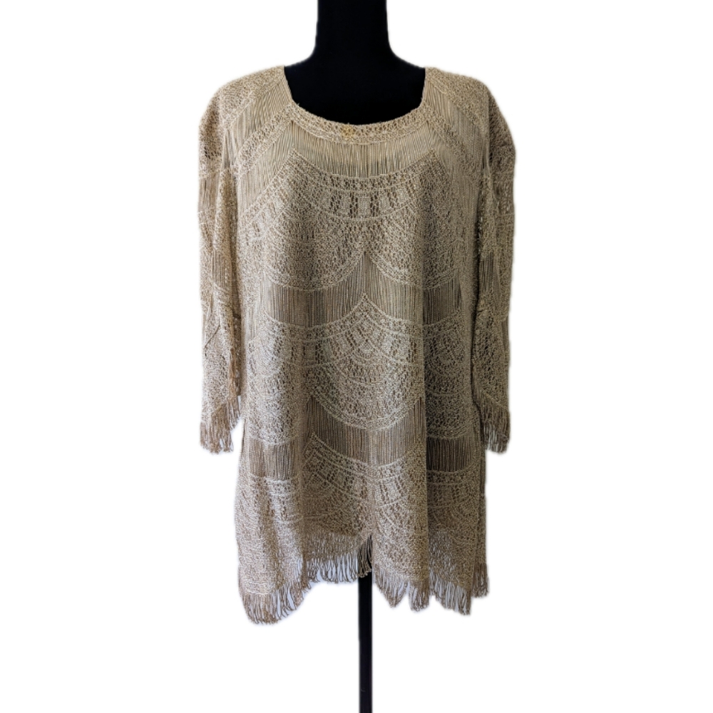 Vintage Glitter Woven Fringe Top